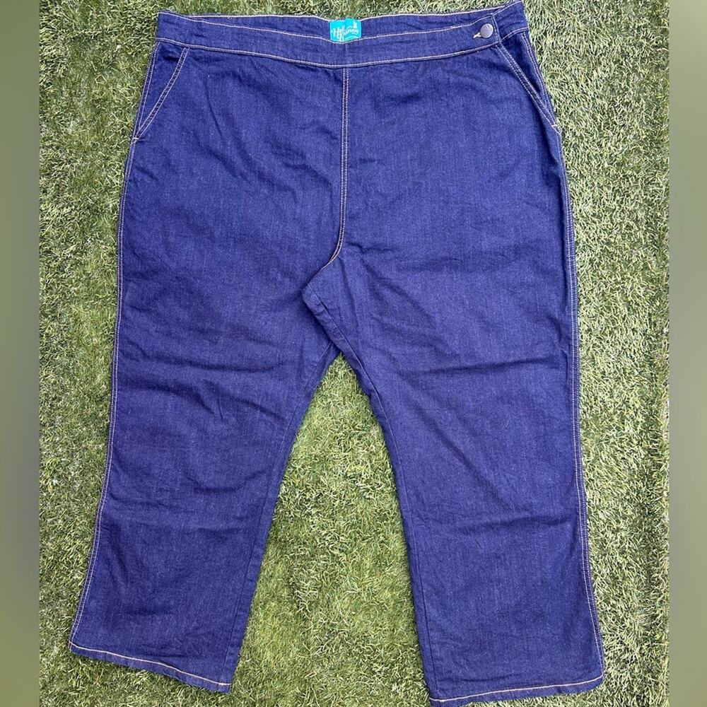 Hell Bunny Charlie Denim Capris Dark Wash Plus Size Retro Style Jeans 6XL